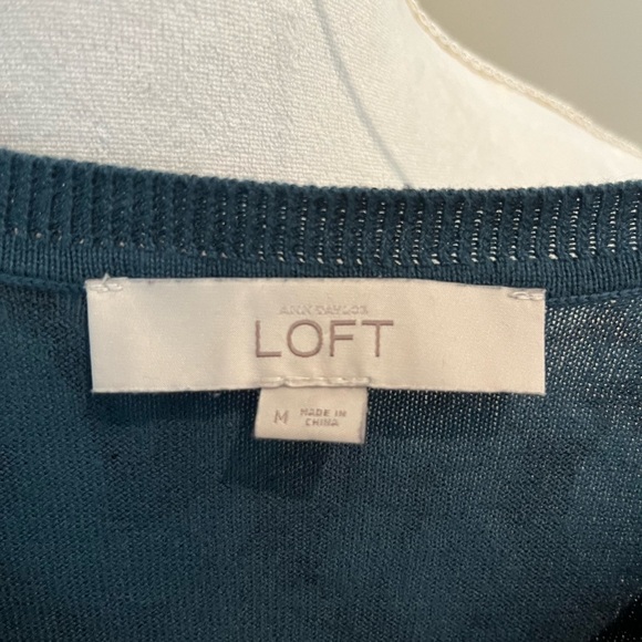 Loft green & black button down cardigan- M - Picture 3 of 4